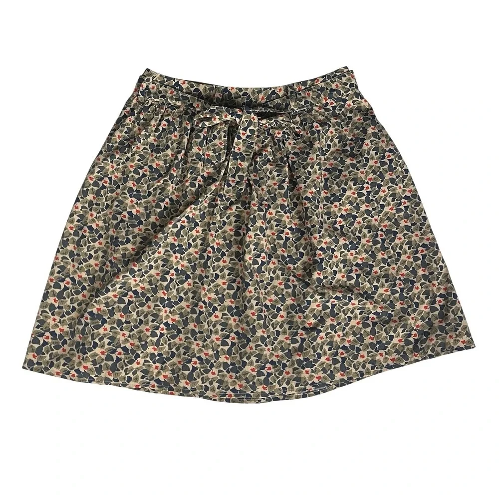 Canvas Land's End Womens Size 2 Floral Print Skirt‎ Belted Knee length Lined